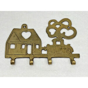 Vintage Brass‎ HOME Family Key Holder Hanger 6 Inches Across